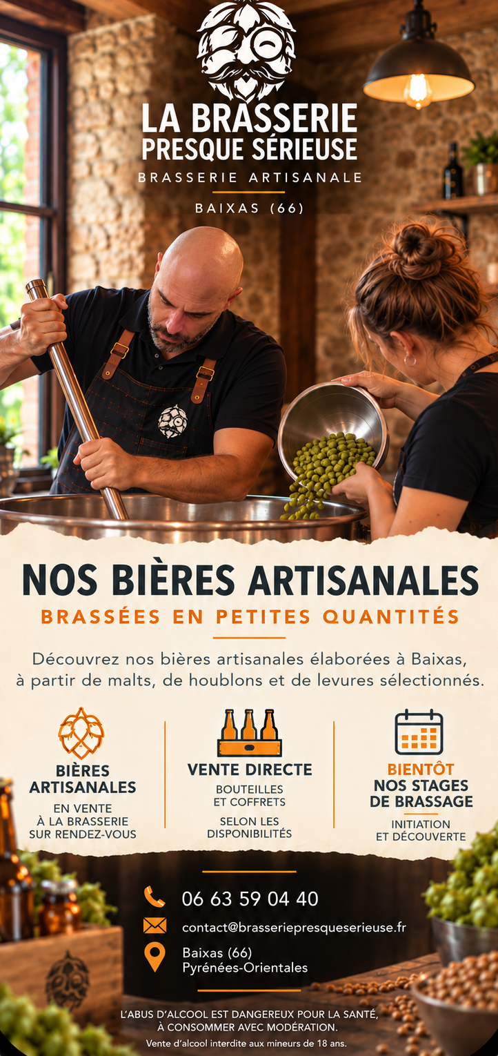 La Brasserie Presque Sérieuse, bières artisanales à Baixas.